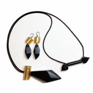 ZSISKA Dolomites Black & Gold Foil Pendant Necklace Set
